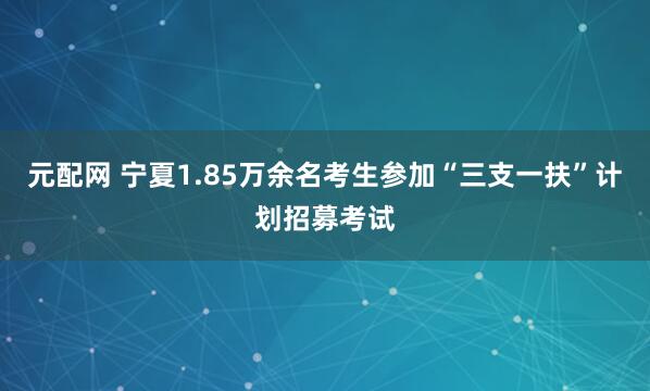 元配网 宁夏1.85万余名考生参加“三支一扶”计划招募考试
